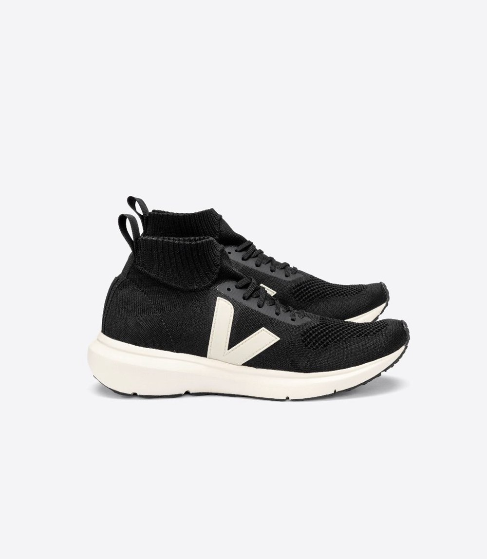 Veja Trainers Mens Black - V-knit X Rick Owens Mid - GHJA-28794